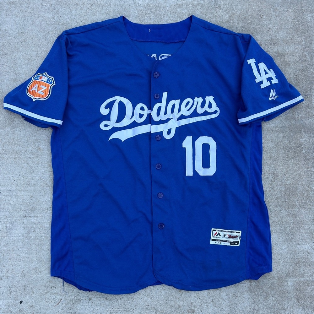 Majestic Los Angeles Dodgers Justin Turner Jersey Size 52 Blue 2017 AZ Patch MLB - Picture 1 of 7